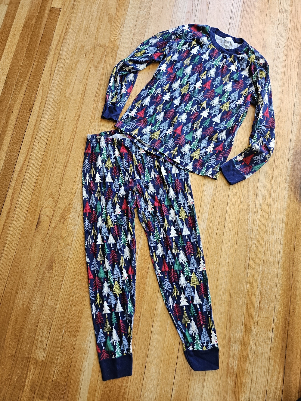 Hanna Andersson Navy Holiday Tree Pajama Set-Adult